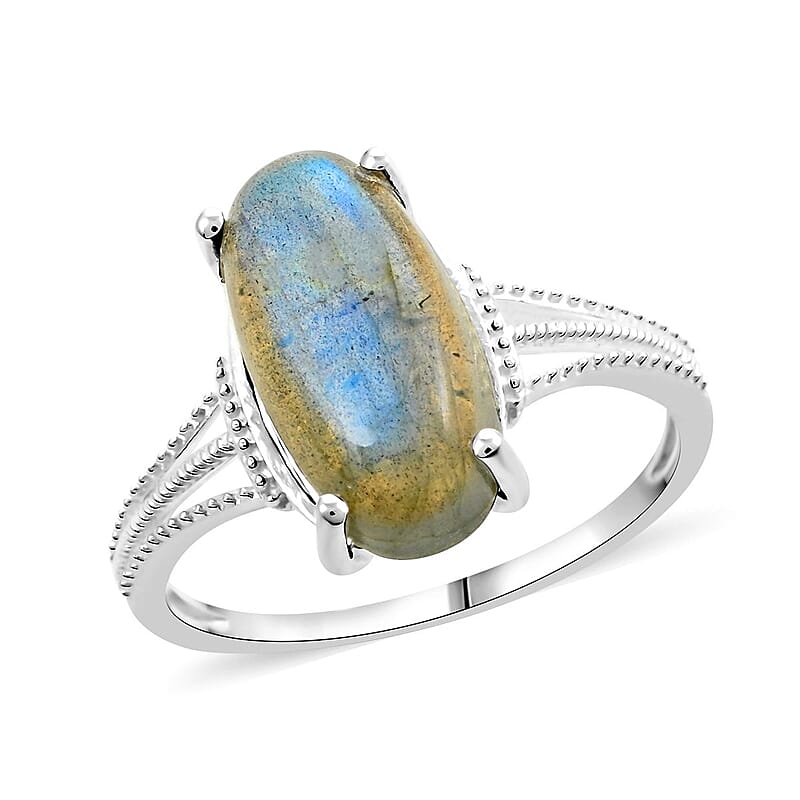 Malagasy Labradorite Solitaire Ring in Sterling Silver (Size 10.0) 5.90 ctw