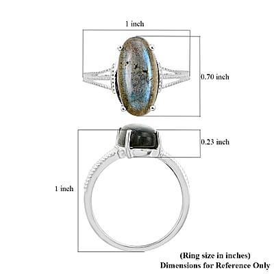 Malagasy Labradorite Solitaire Ring in Sterling Silver (Size 10.0) 5.90 ctw