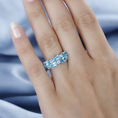 Madagascar Paraiba Apatite Ring in Platinum Over Sterling Silver (Size 10.0) 6.40 ctw