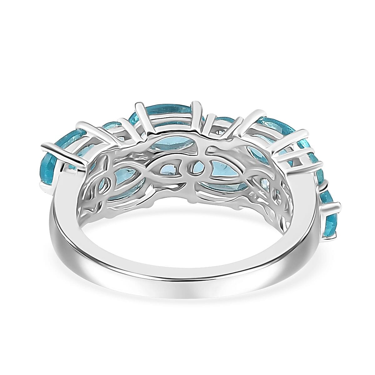 Madagascar Paraiba Apatite Ring in Platinum Over Sterling Silver (Size 10.0) 6.40 ctw