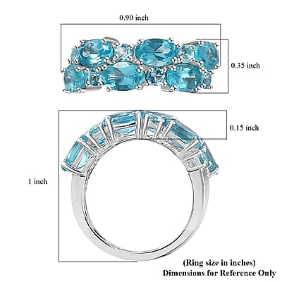 Madagascar Paraiba Apatite Ring in Platinum Over Sterling Silver (Size 10.0) 6.40 ctw