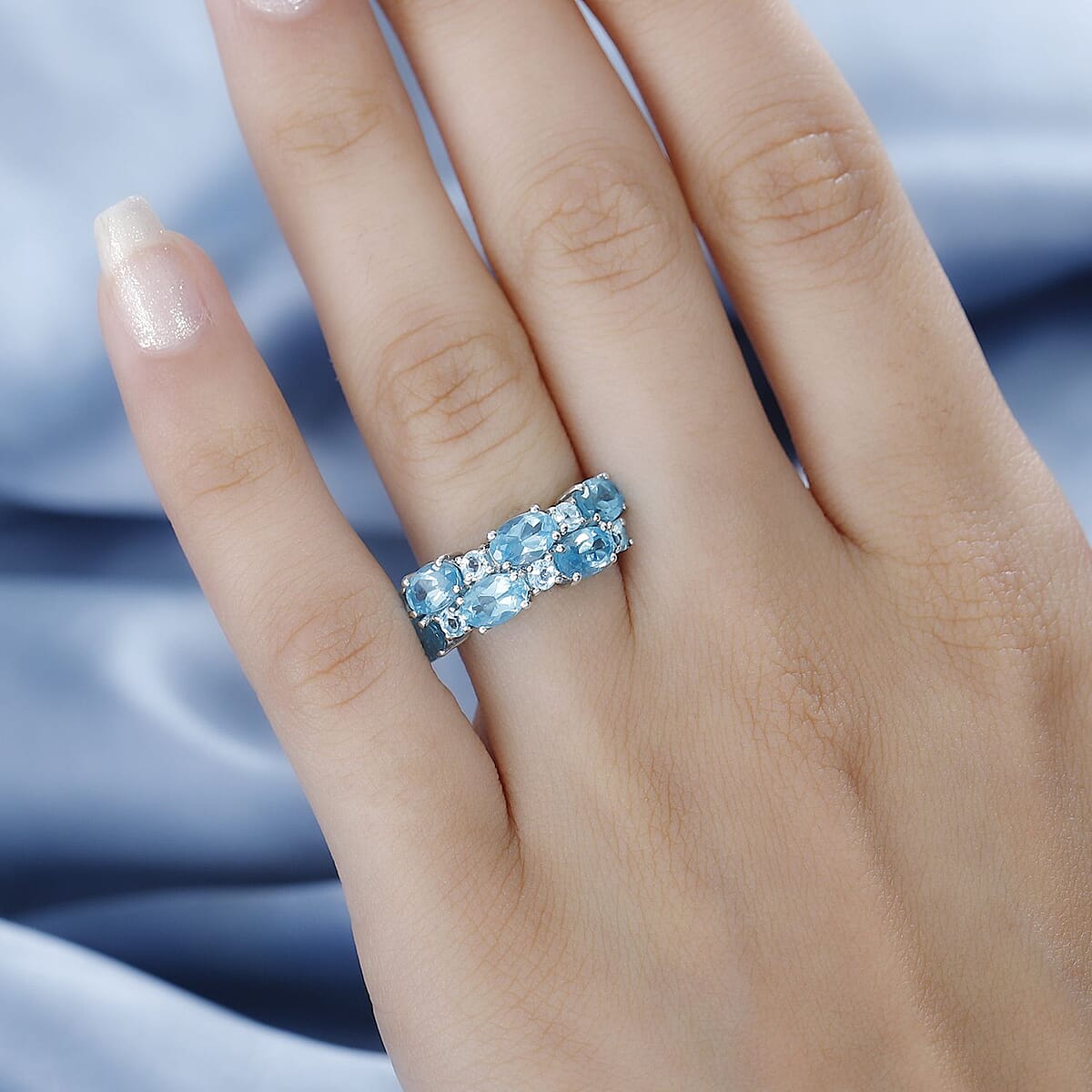 Betroka Blue Apatite Ring in Platinum Over Sterling Silver (Size 8.0) 6.40 ctw image number 2