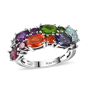 Multi Gemstone Ring in Platinum Over Sterling Silver (Size 8.0) 3.10 ctw