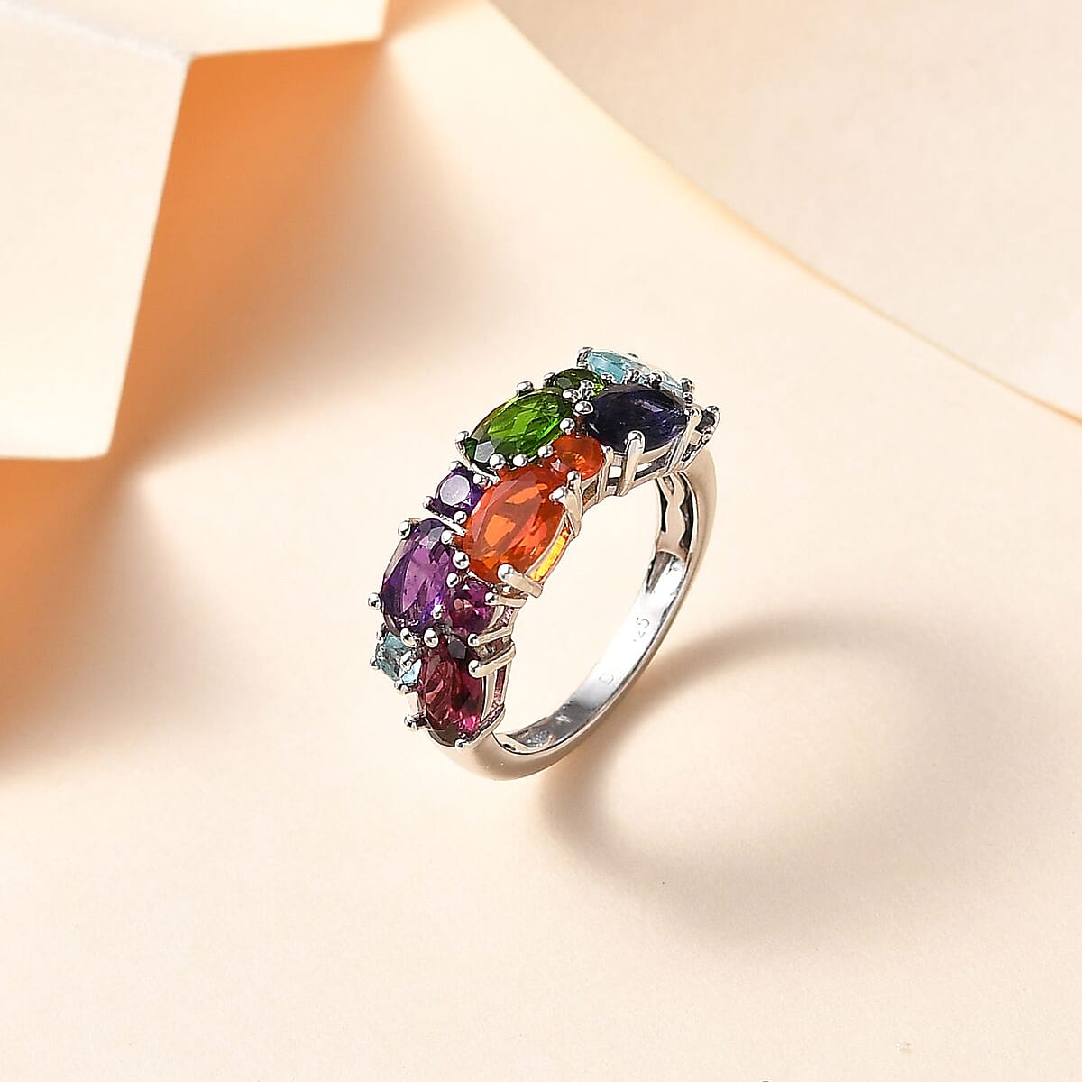 Multi Gemstone Ring in Platinum Over Sterling Silver (Size 8.0) 3.10 ctw image number 1