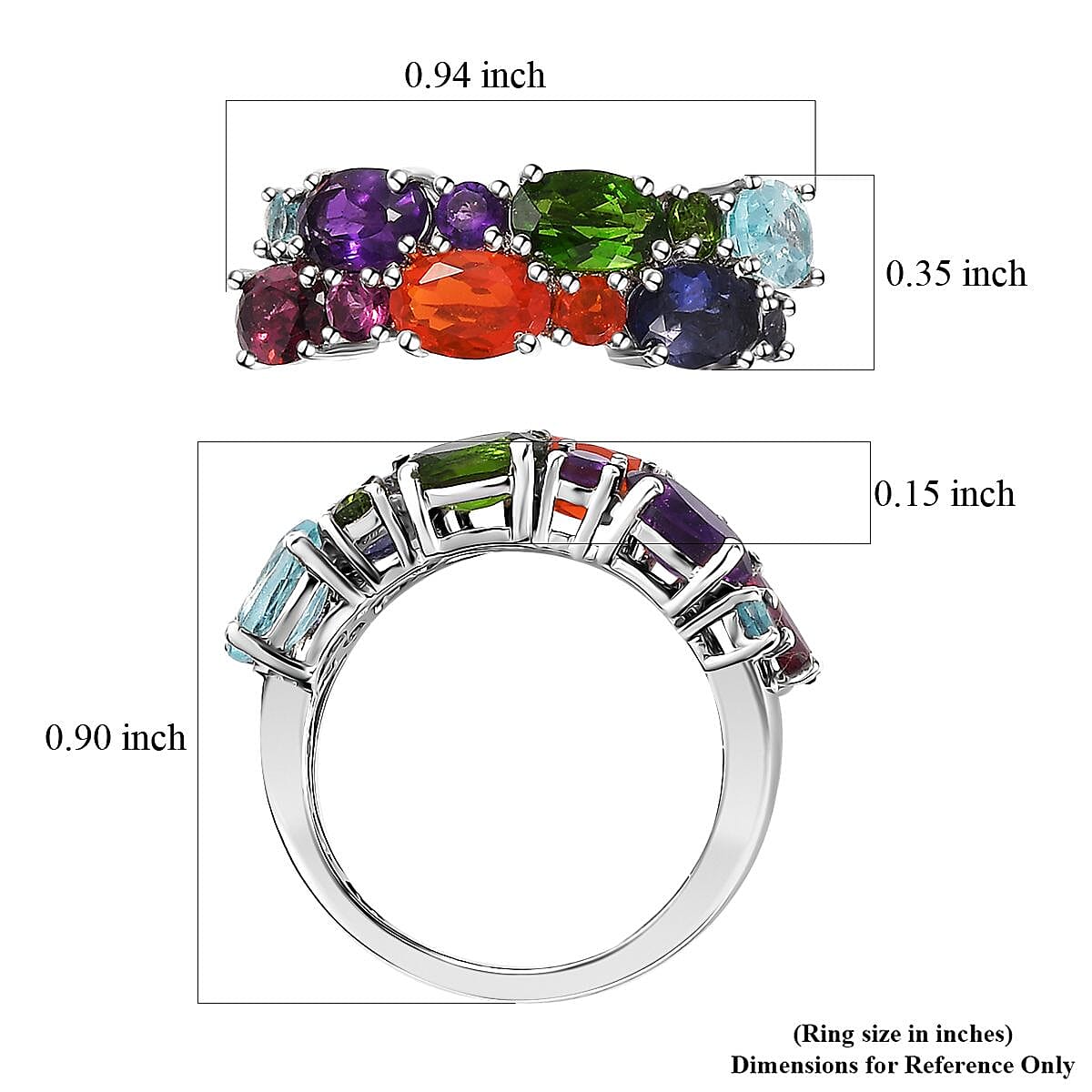 Multi Gemstone Ring in Platinum Over Sterling Silver (Size 8.0) 3.10 ctw image number 5