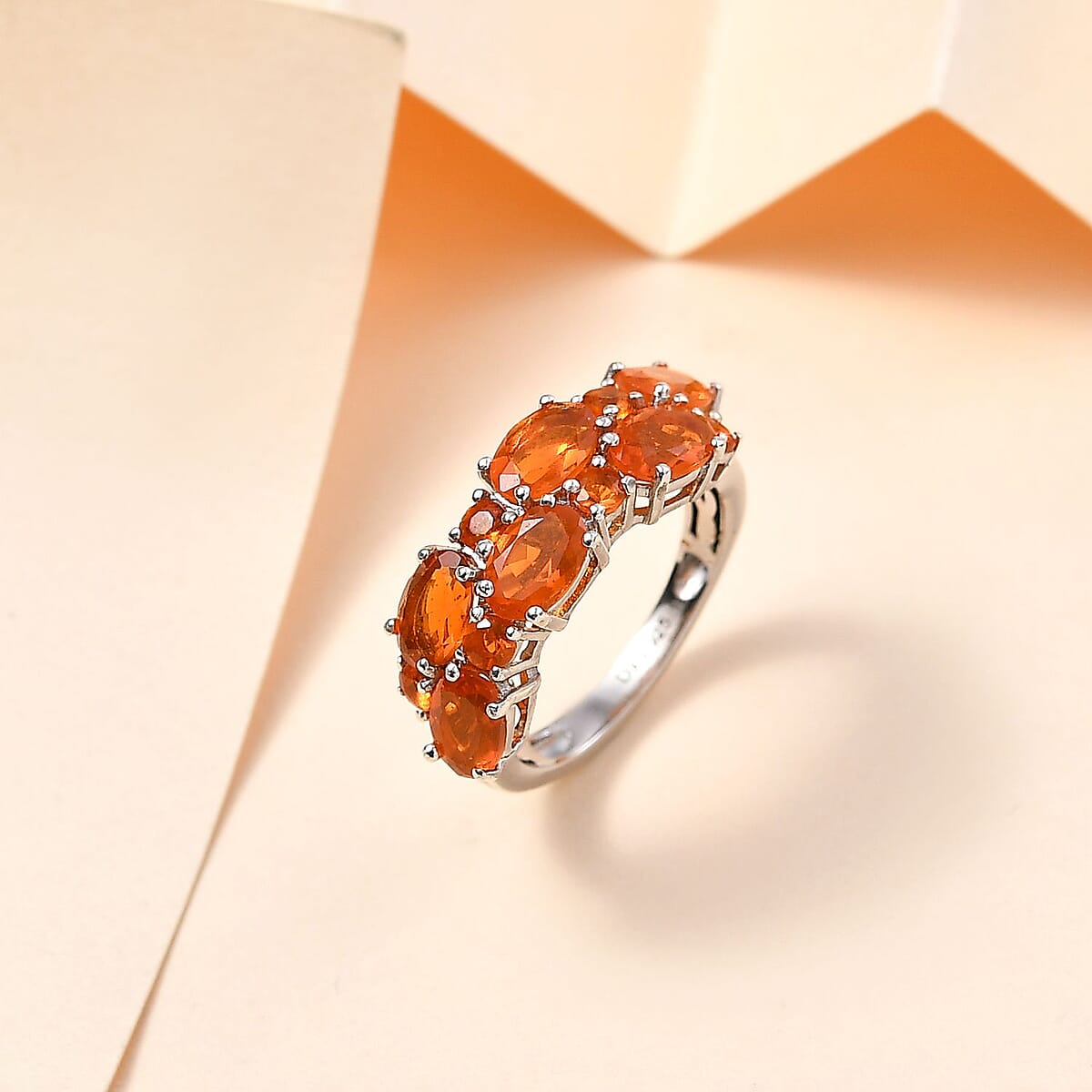 Crimson Fire Opal Cluster Ring in Platinum Over Sterling Silver (Size 7.0) 2.10 ctw image number 1