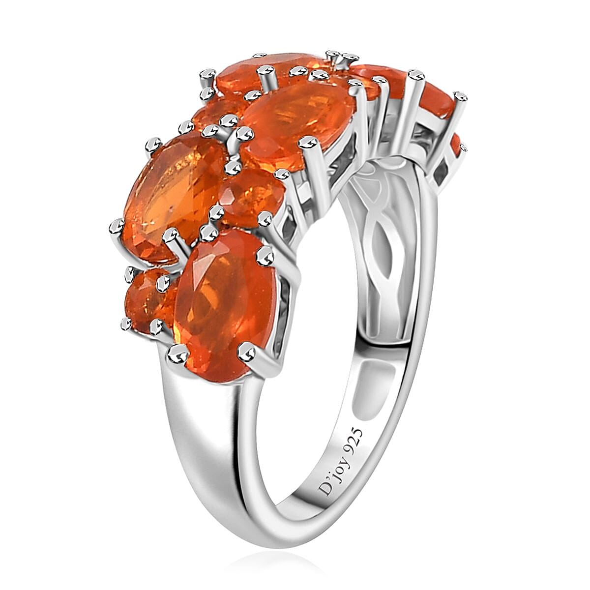 Crimson Fire Opal Cluster Ring in Platinum Over Sterling Silver (Size 7.0) 2.10 ctw image number 3