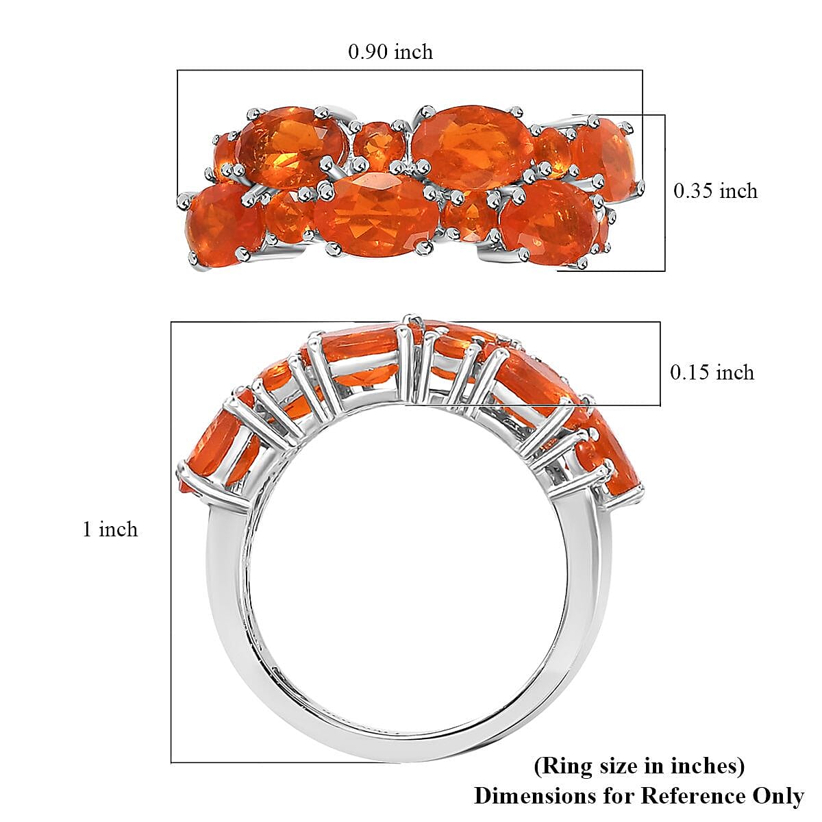 Crimson Fire Opal Cluster Ring in Platinum Over Sterling Silver (Size 7.0) 2.10 ctw image number 5