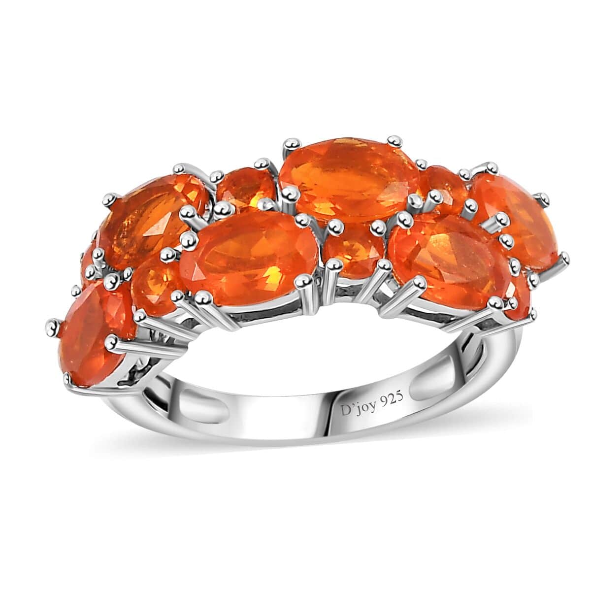 Crimson Fire Opal Cluster Ring in Platinum Over Sterling Silver (Size 9.0) 2.10 ctw image number 0