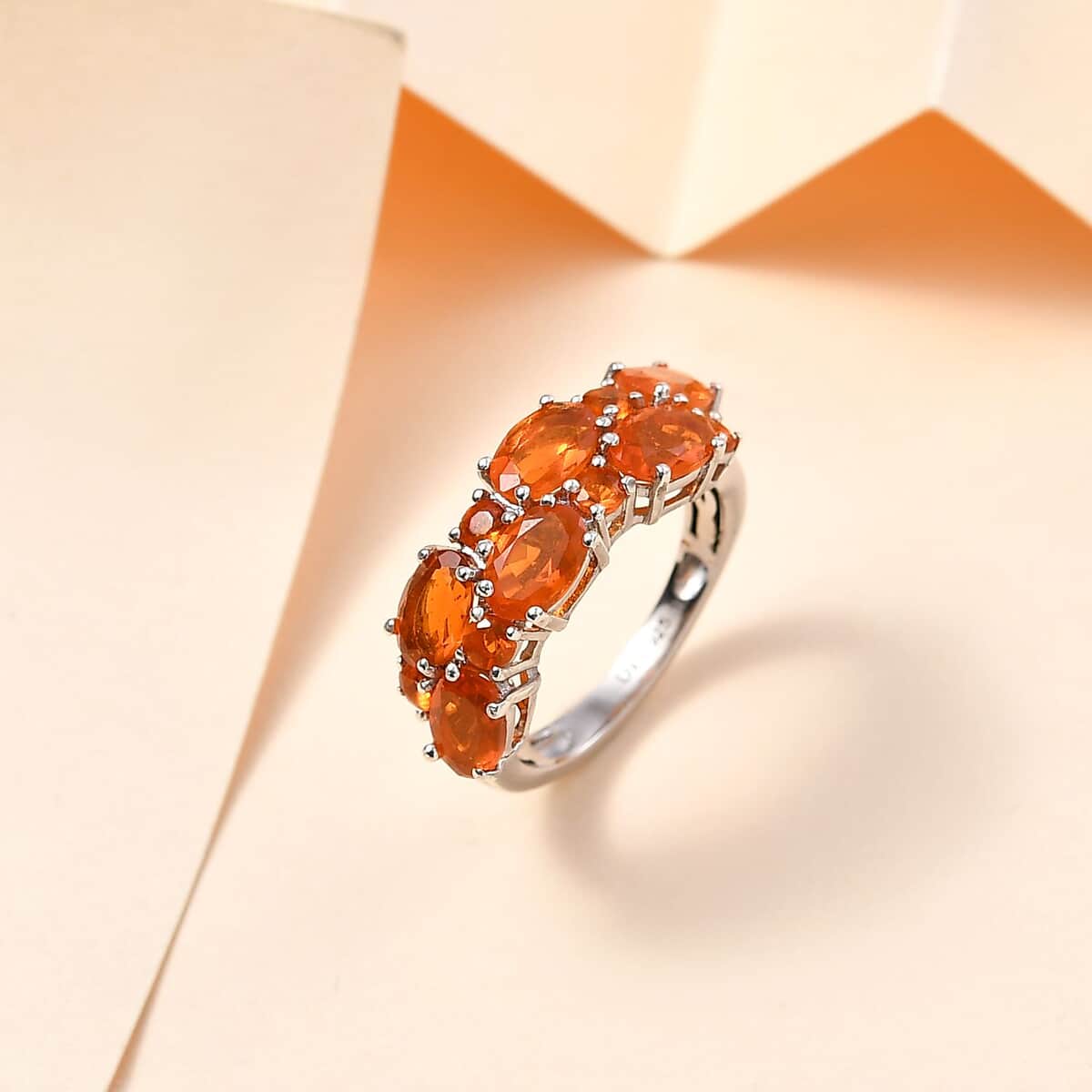 Crimson Fire Opal Cluster Ring in Platinum Over Sterling Silver (Size 9.0) 2.10 ctw image number 1