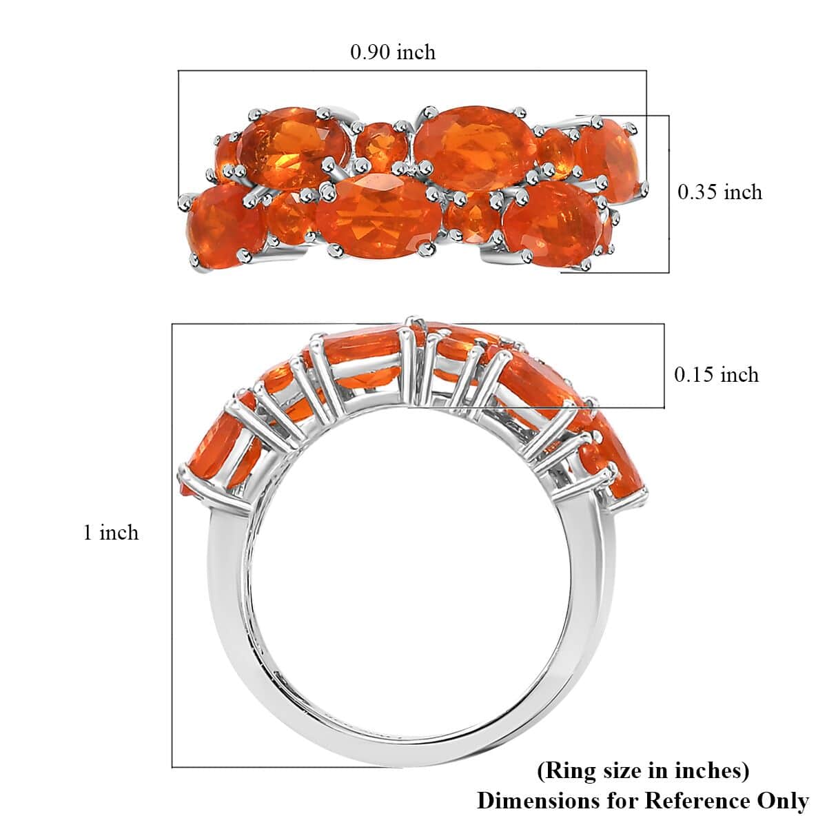 Crimson Fire Opal Cluster Ring in Platinum Over Sterling Silver (Size 9.0) 2.10 ctw image number 5