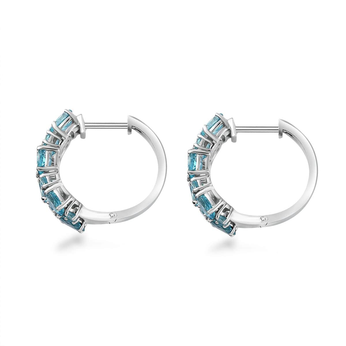 Betroka Blue Apatite Hoop Earrings in Platinum Over Sterling Silver 6.50 ctw image number 3