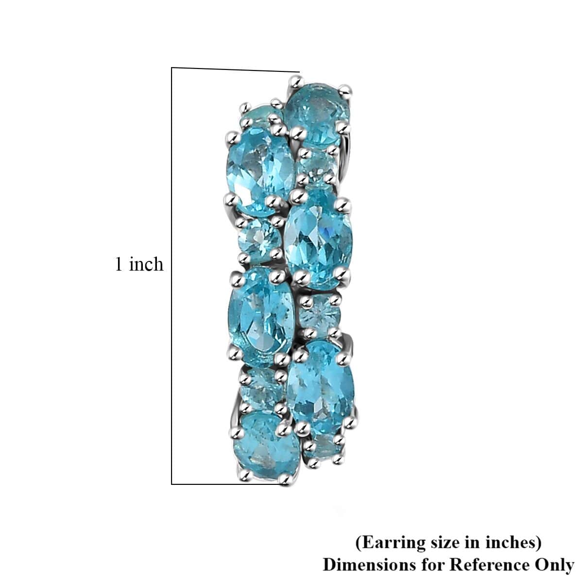 Betroka Blue Apatite Hoop Earrings in Platinum Over Sterling Silver 6.50 ctw image number 4