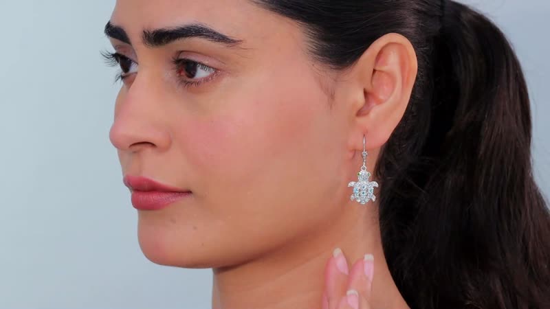 GP Trionfo Collection: Special Sealife Apatite and Multi Gemstone Lever Back Turtle Earrings in Rhodium Over Sterling Silver 1.75 ctw
