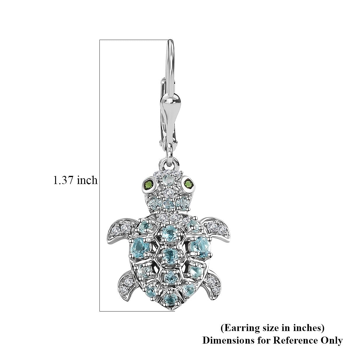 GP Trionfo Collection: Special Sealife Apatite and Multi Gemstone Lever Back Turtle Earrings in Rhodium Over Sterling Silver 1.75 ctw