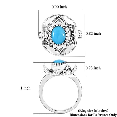 Artisan Crafted Premium Sleeping Beauty Turquoise Cowboy Hat Ring in Black Oxidized Sterling Silver (Size 10.0) 1.60 ctw