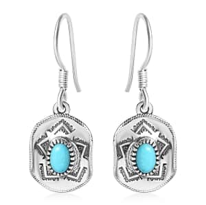 Artisan Crafted Premium Sleeping Beauty Turquoise Cowboy Hat Earrings in Sterling Silver 0.80 ctw