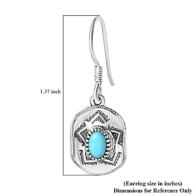 Artisan Crafted Premium Sleeping Beauty Turquoise Cowboy Hat Earrings in Sterling Silver 0.80 ctw