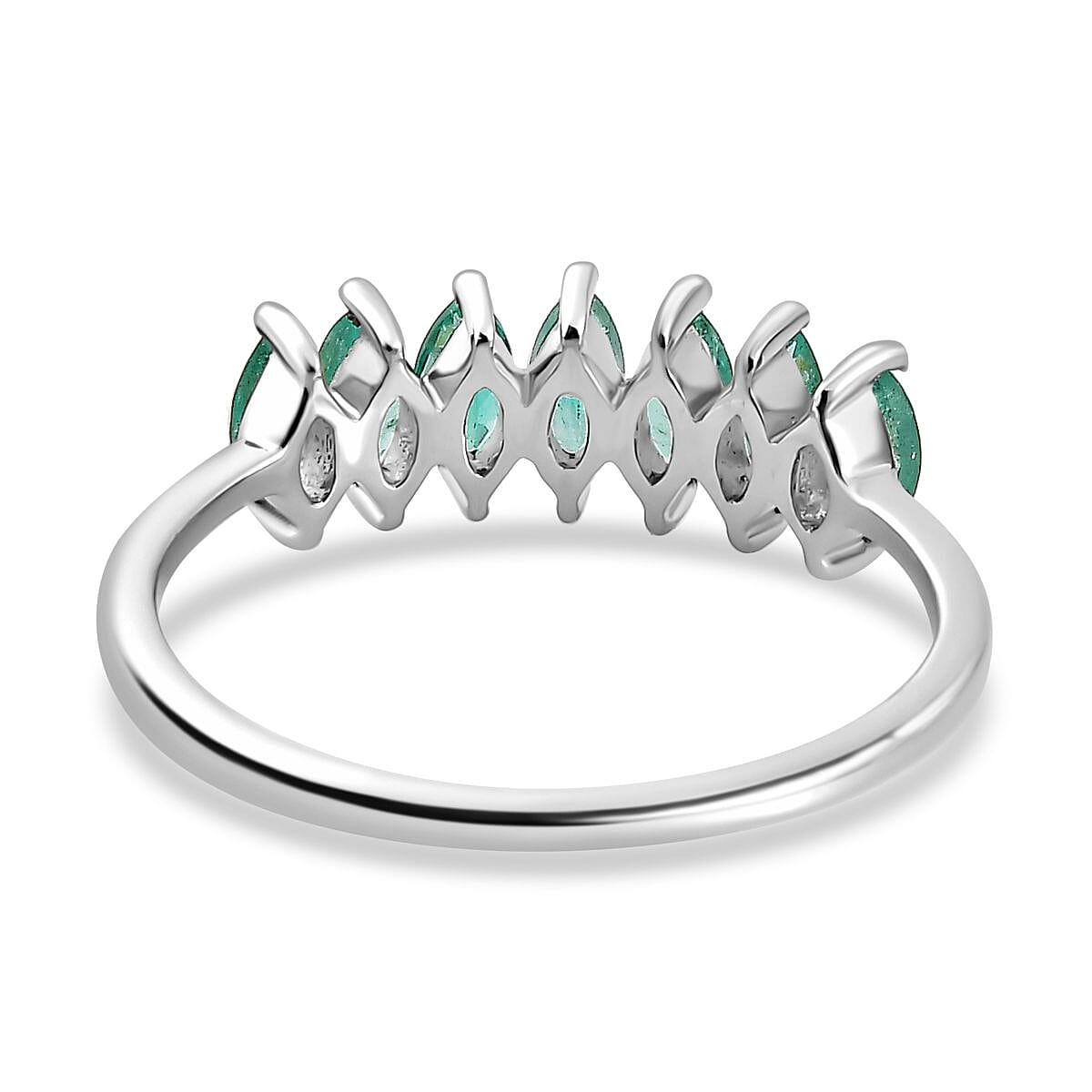 Premium Emerald 0.98 ctw Ring in Platinum Over Sterling Silver (Size 5.5)