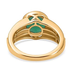 Verde Onyx and White Zircon 2.68 ctw Ring in 14K YG Over Sterling Silver (Size 9.0)