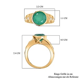 Verde Onyx and White Zircon 2.68 ctw Ring in 14K YG Over Sterling Silver (Size 9.0)