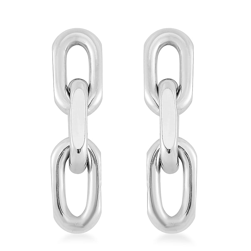 Triple Link Earrings in Stainless Steel
