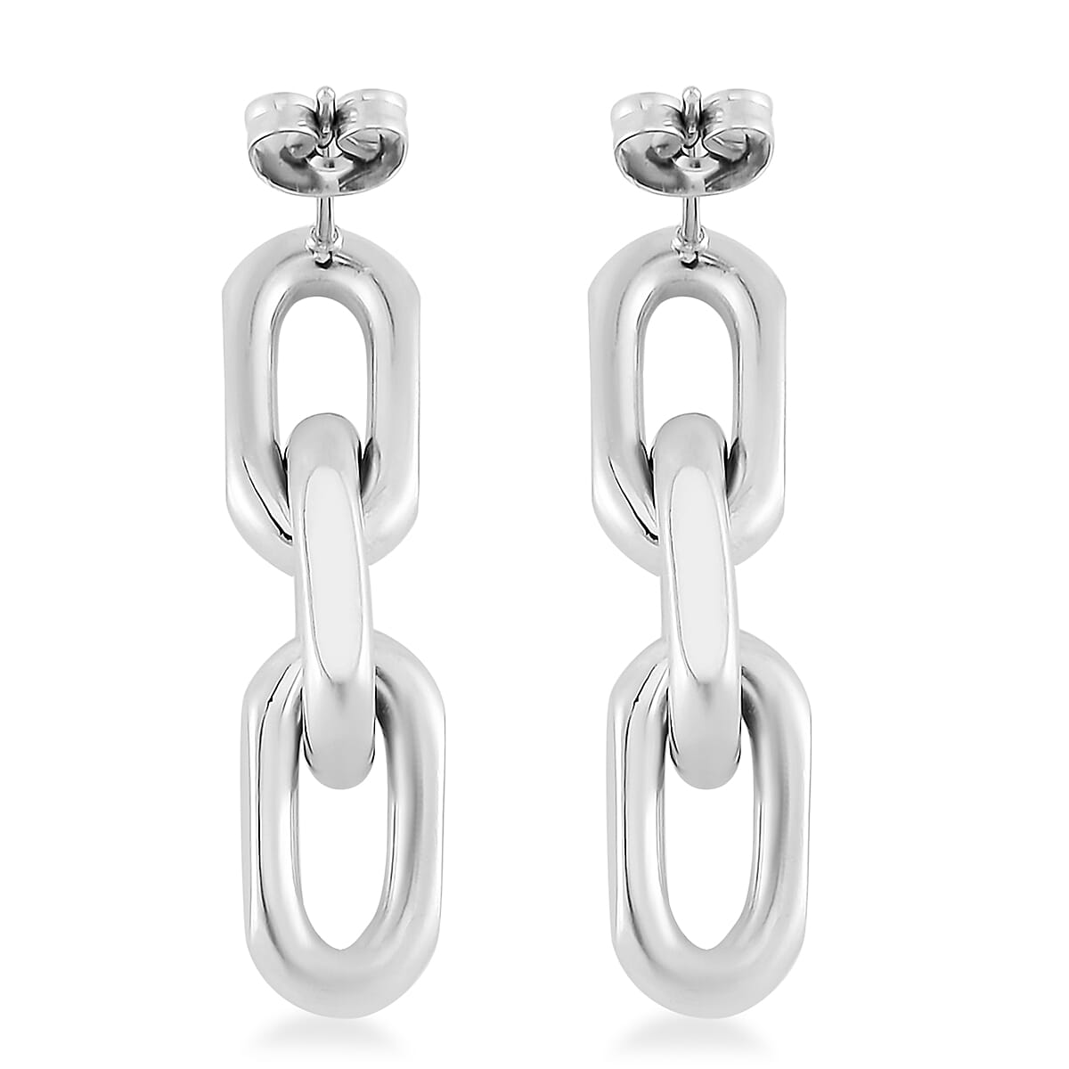 Triple Link Earrings in Stainless Steel