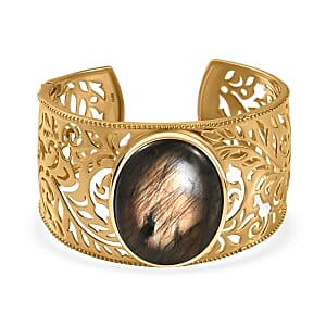 Labradorite 70.15 ctw Bangle Bracelet in Goldtone (7.25 in)