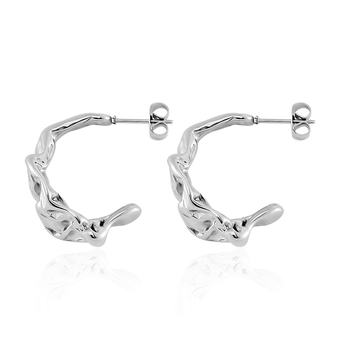 Hammered Textured Earrings in Stainless Steel