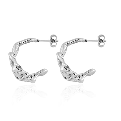Hammered Textured Earrings in Stainless Steel