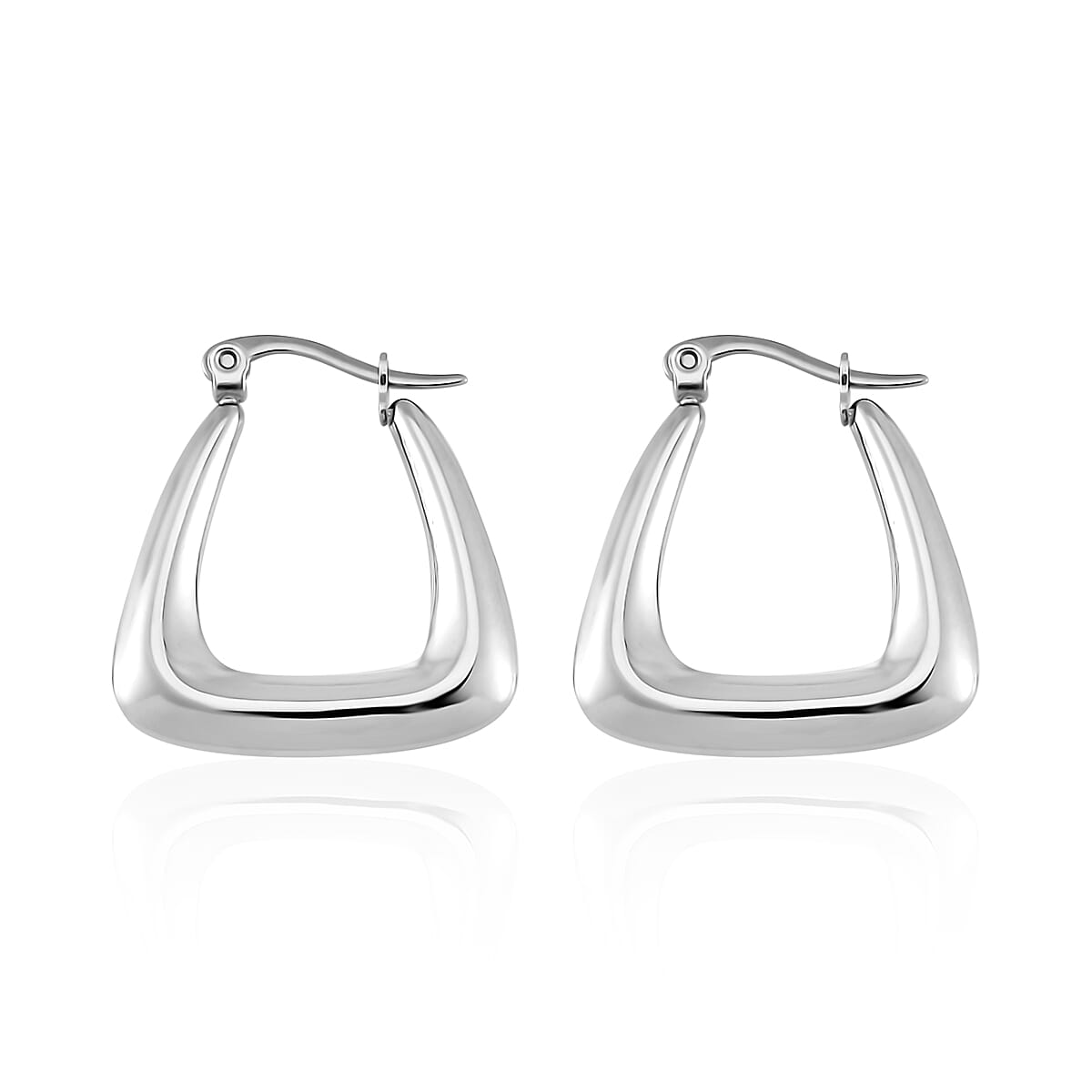 Triangular Hoop Earrings in Stainless Steel image number 3