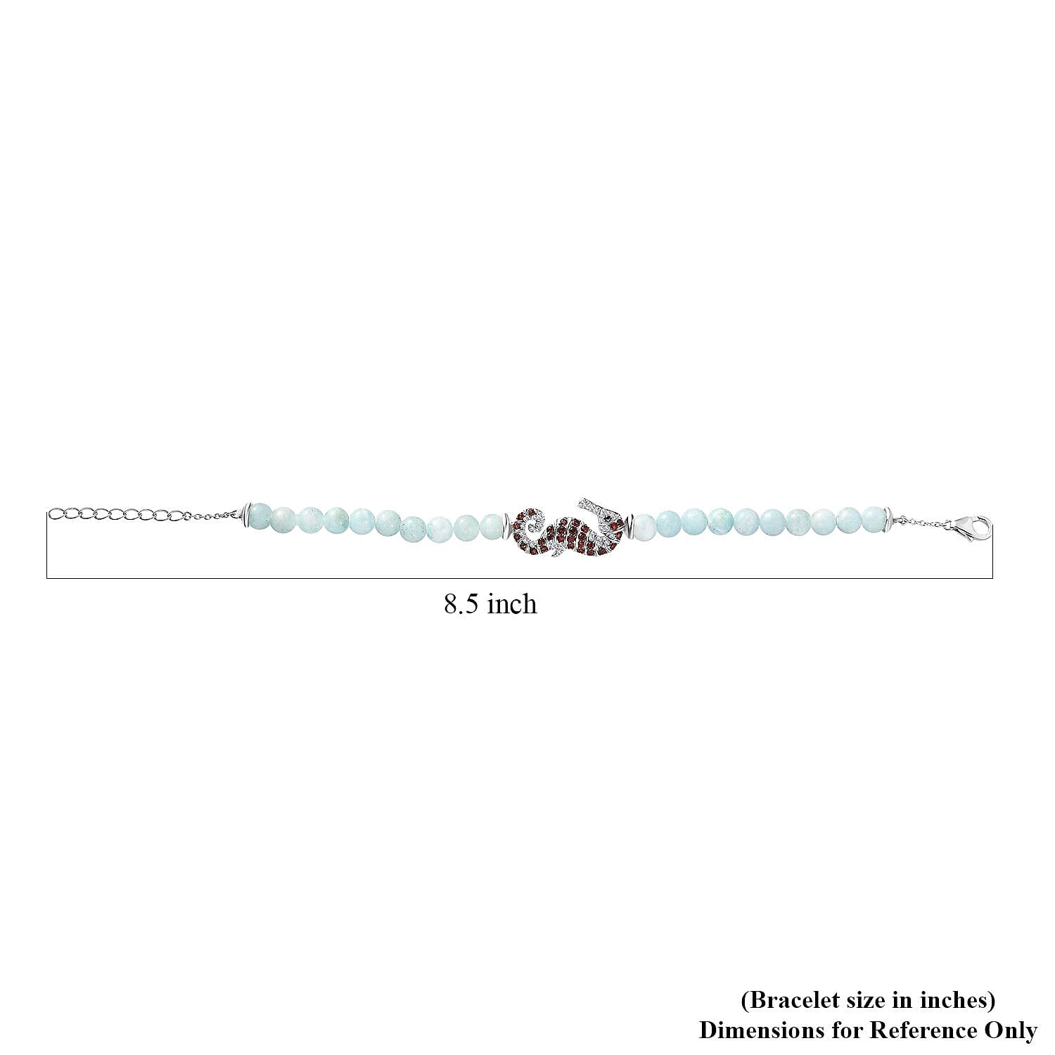 GP Trionfo Collection: Special Sealife Larimar and Multi Gemstone Seahorse Bracelet in Rhodium Over Sterling Silver (6.50-8.0In) 21.60 ctw