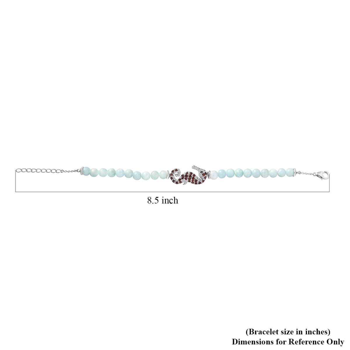 GP Trionfo Collection: Special Sealife Larimar and Multi Gemstone Seahorse Bracelet in Rhodium Over Sterling Silver (6.50-8.0In) 21.60 ctw image number 4