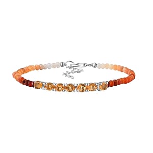 Fire Opal 7.65 ctw Bracelet in Platinum Over Sterling Silver (7.00 In)