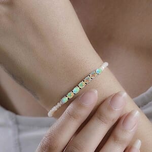Ethiopian Welo Opal 7.68 ctw Bracelet in Platinum Over Sterling Silver (7.00 In)