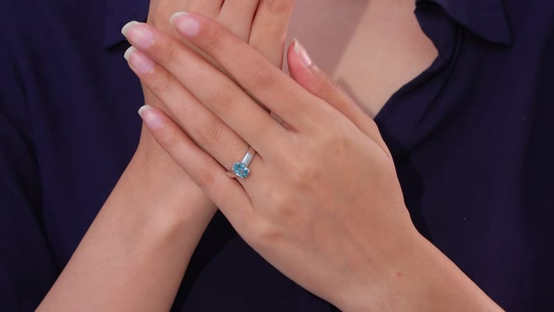 Cambodian Blue Zircon Solitaire Ring in Rhodium Over Sterling Silver (Size 10.0) 1.90 ctw