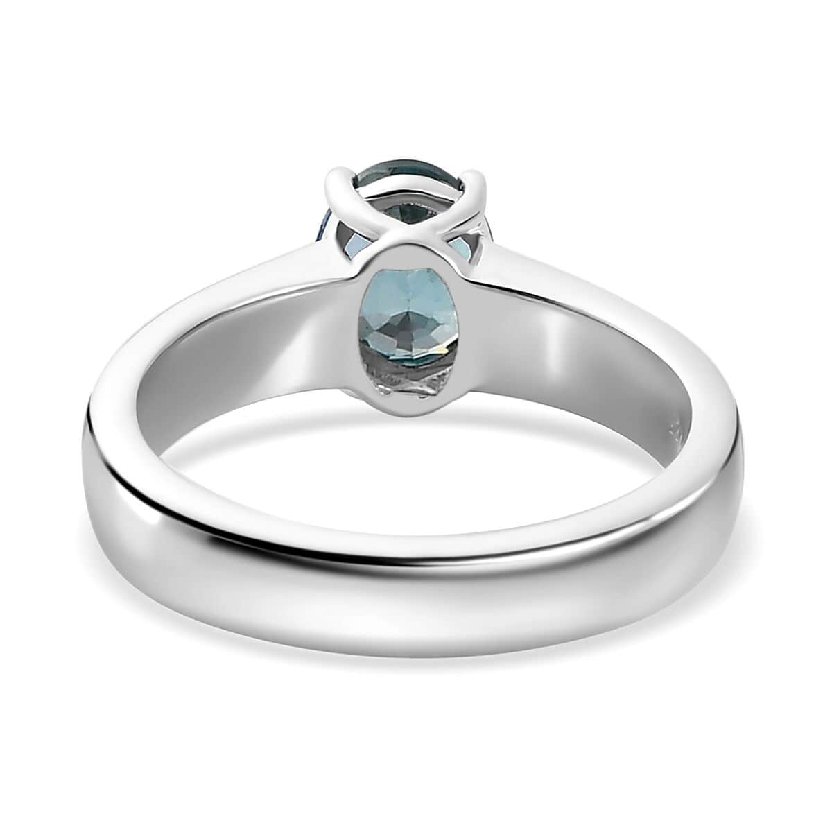 Cambodian Blue Zircon Solitaire Ring in Rhodium Over Sterling Silver (Size 10.0) 1.90 ctw image number 4