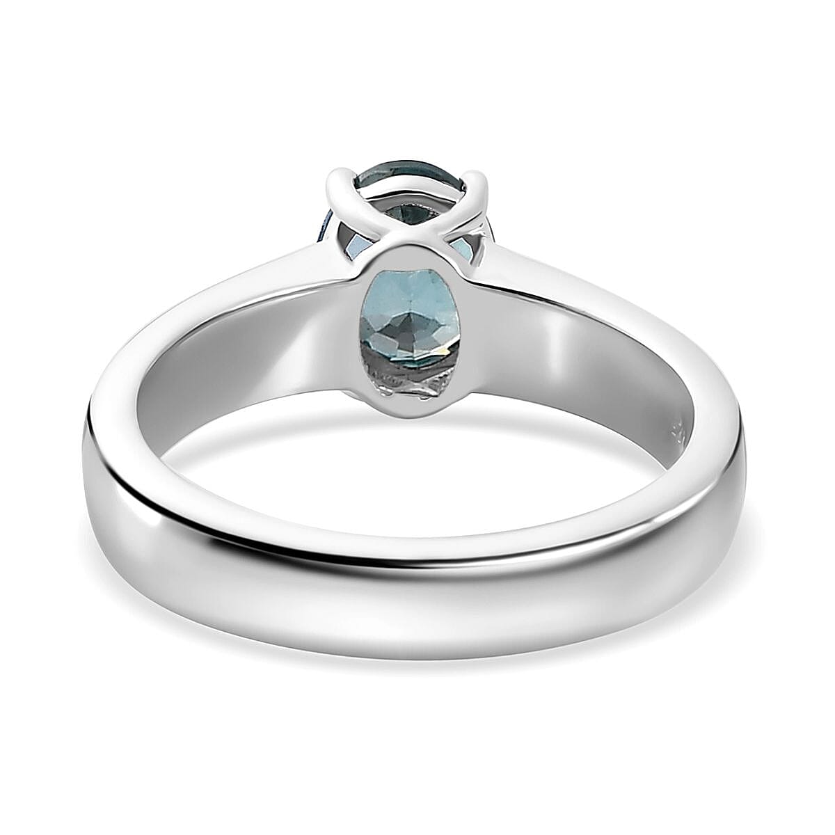 Cambodian Blue Zircon Solitaire Ring in Rhodium Over Sterling Silver (Size 8.0) 1.90 ctw image number 4