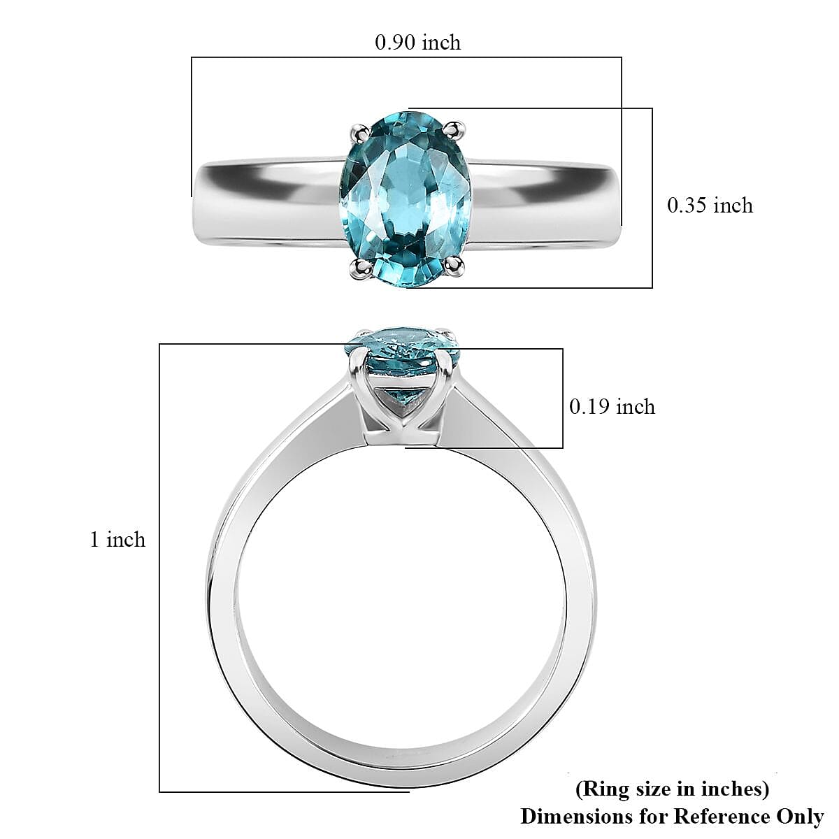 Cambodian Blue Zircon Solitaire Ring in Rhodium Over Sterling Silver (Size 8.0) 1.90 ctw image number 5