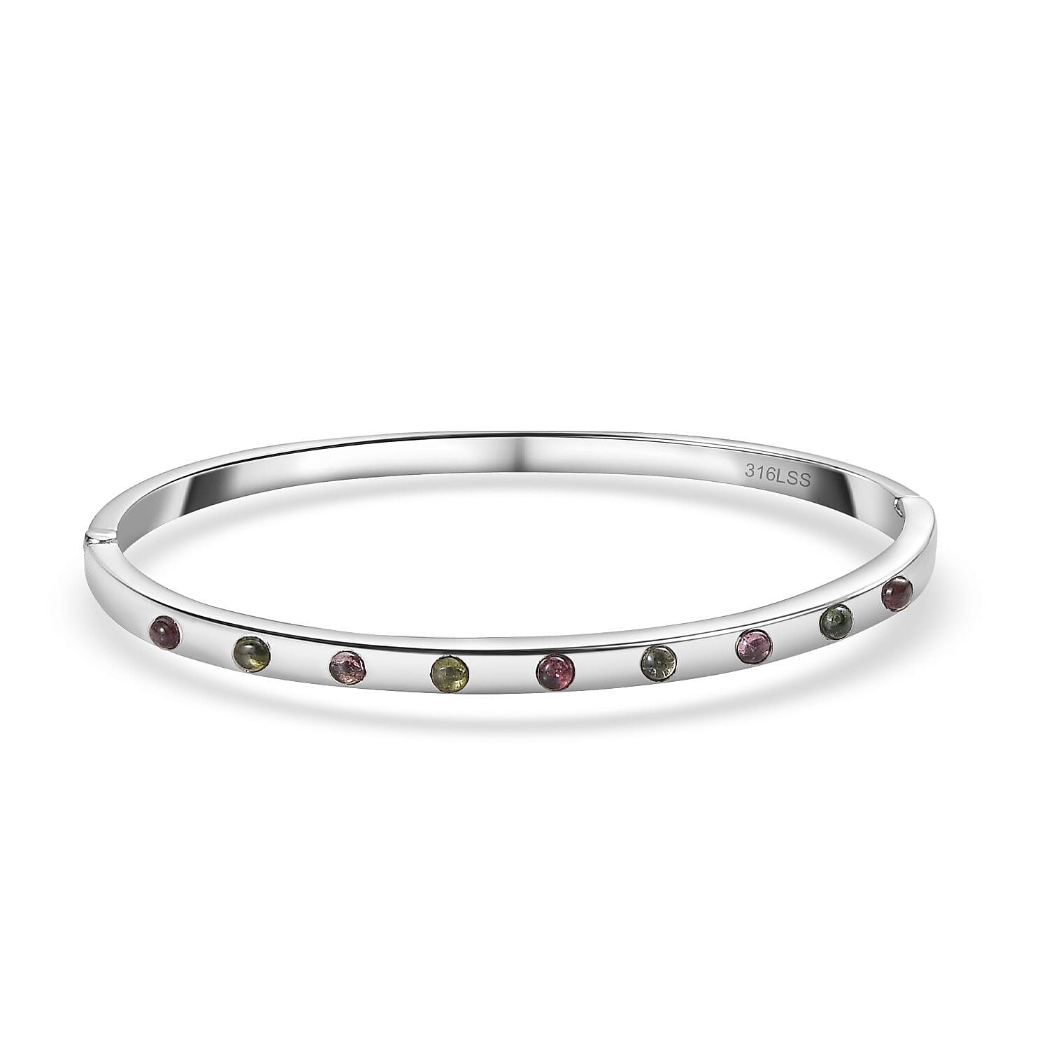 Multi-Tourmaline Full Bangle 0.63 ctw Bracelet in Stainless Steel (7.50 In)