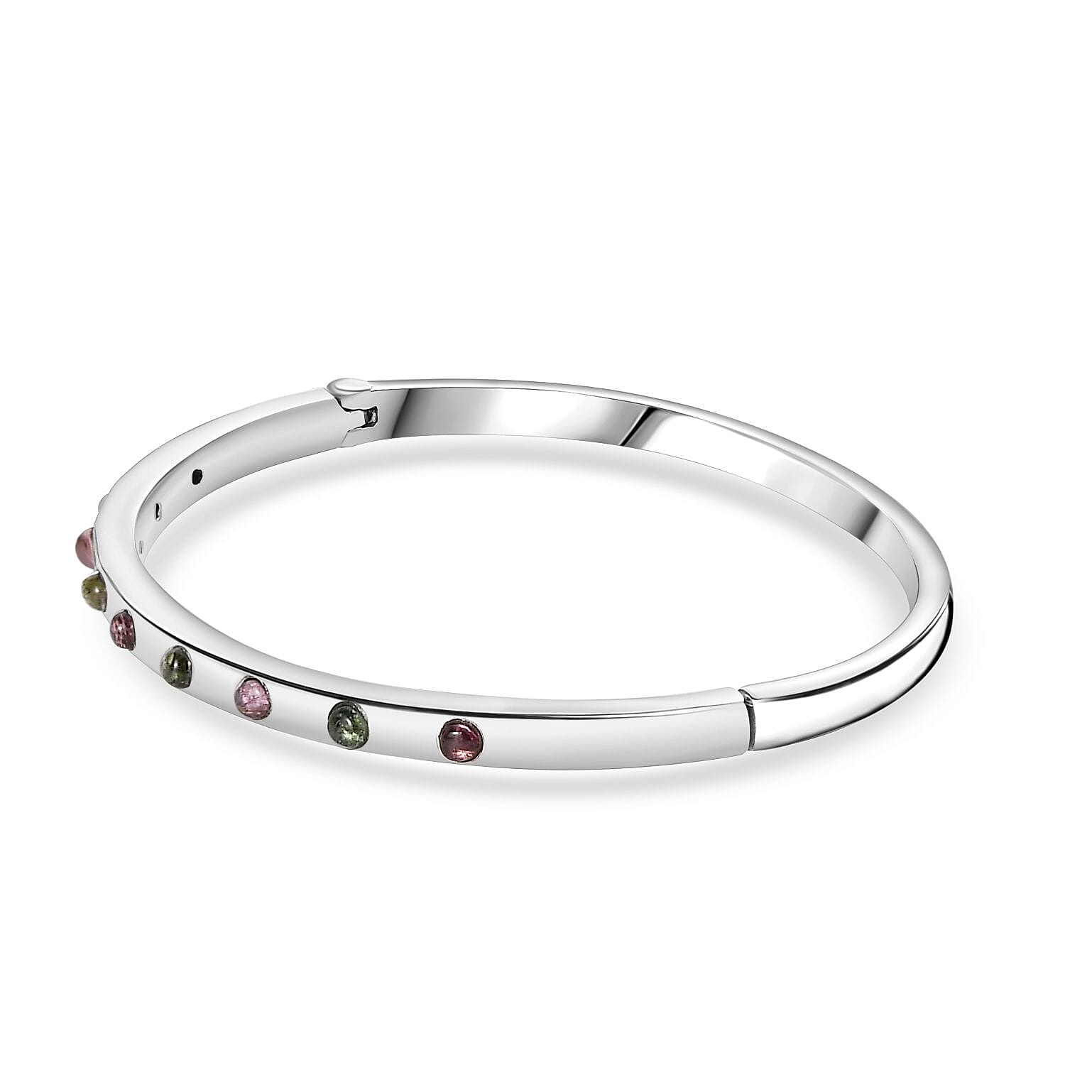Multi-Tourmaline Full Bangle 0.63 ctw Bracelet in Stainless Steel (7.50 In)