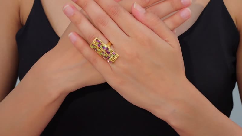 GP Multi Gemstone Ring in 18K Vermeil YG Over Sterling Silver (Size 5.0) 2.50 ctw