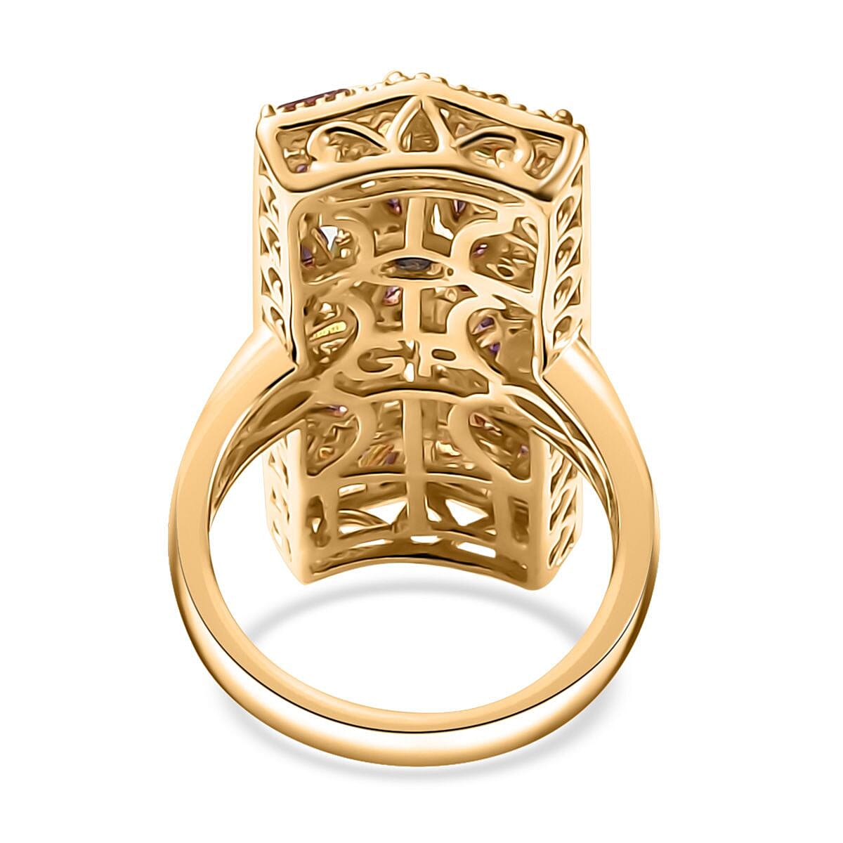 GP Art Deco Collection Multi Gemstone Ring in 18K Vermeil Yellow Gold Over Sterling Silver (Size 8.0) 2.50 ctw image number 4