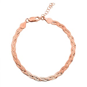 Treccia Chain Bracelet in Vermeil Rose Gold Over Sterling Silver (7.00 In)