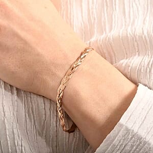 Treccia Chain Bracelet in Vermeil Rose Gold Over Sterling Silver (7.00 In)
