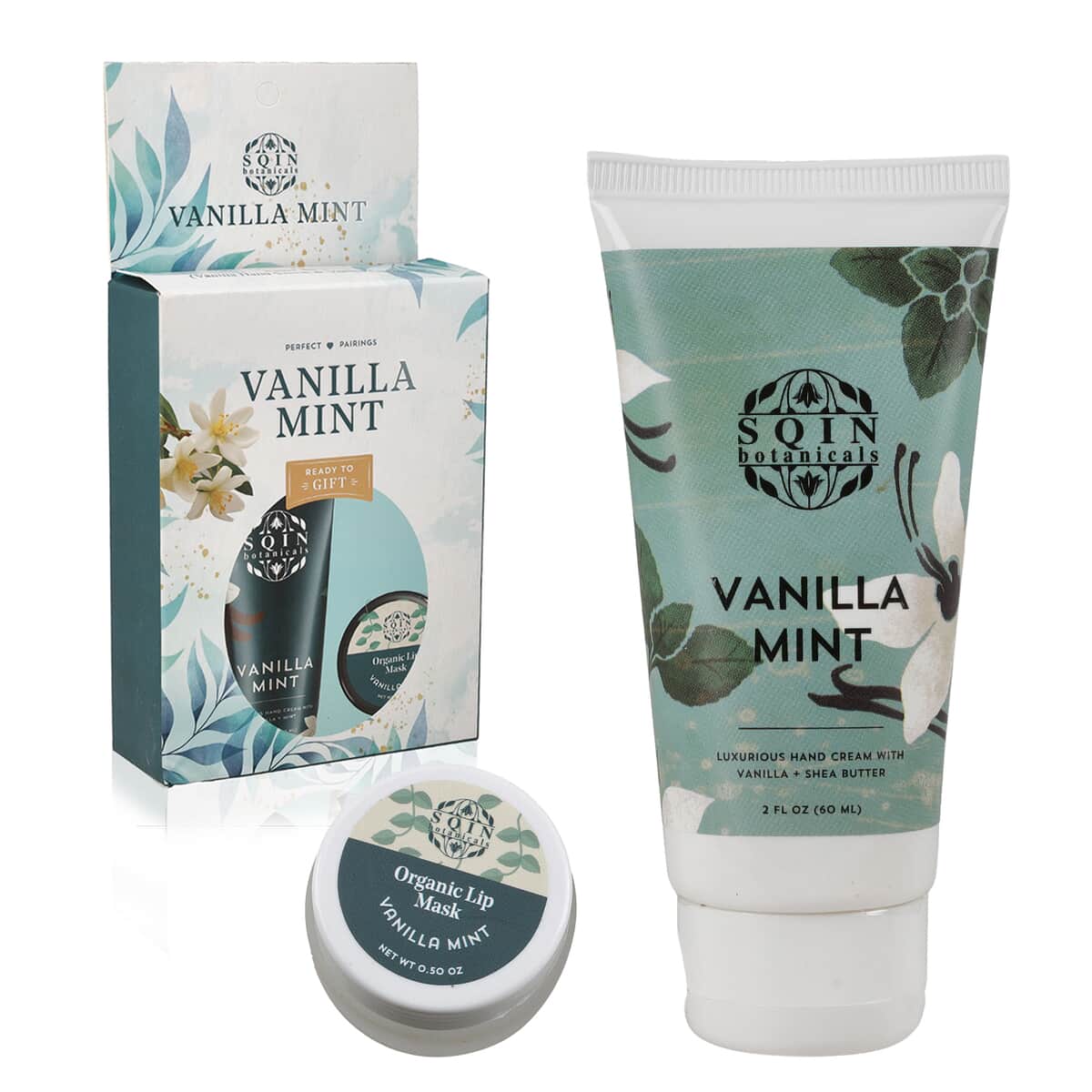 Set of 2 Vanilla Mint Gift Set of Hand Cream And Lip Mask 60ml image number 0