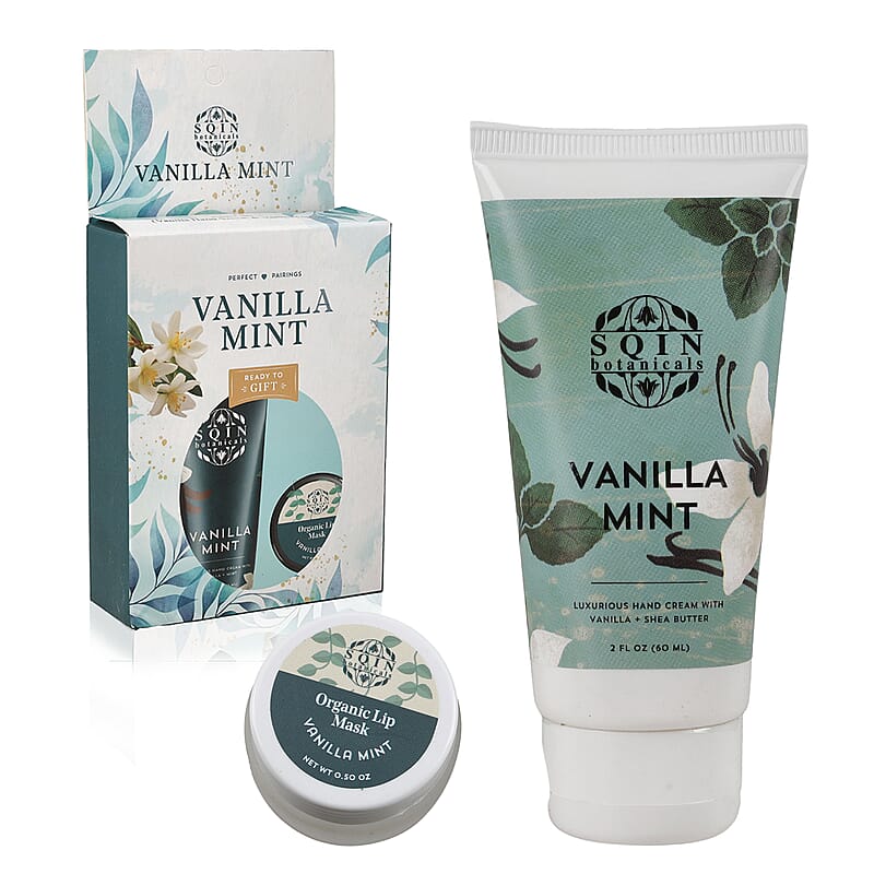 Set of 2 Vanilla Mint Gift Set of Hand Cream And Lip Mask 60ml