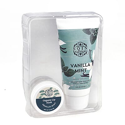 Set of 2 Vanilla Mint Gift Set of Hand Cream And Lip Mask 60ml