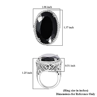 D'Joy Thai Black Spinel 55.10 ctw Solitaire Ring in Rhodium Over Sterling Silver (Size 7.0)