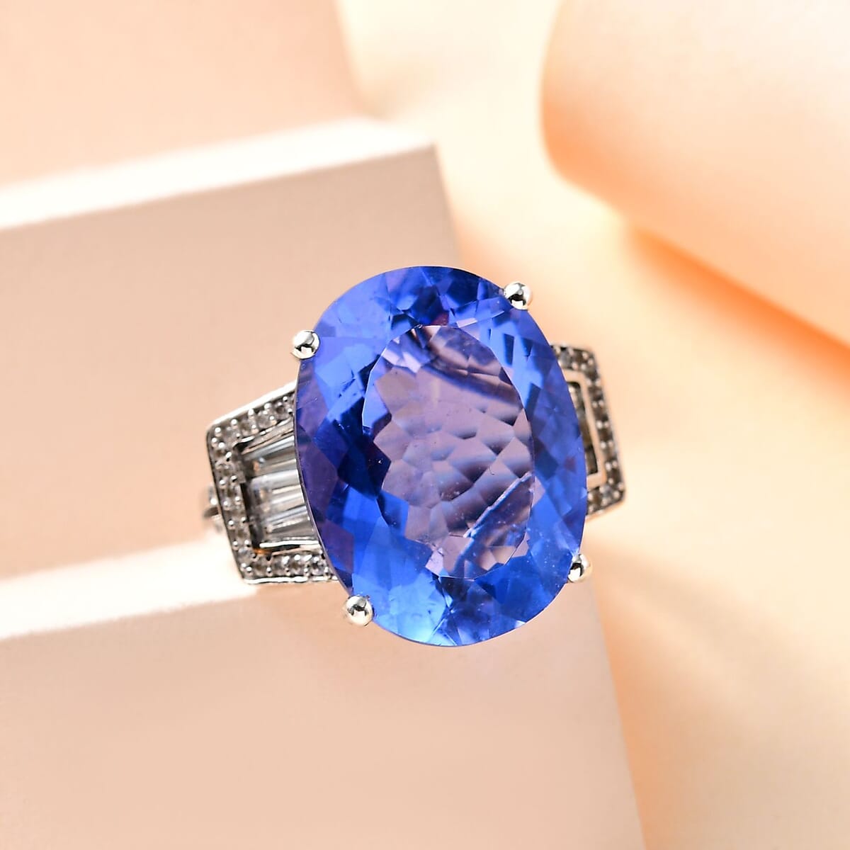 Color Change Fluorite (IR) and White Zircon 21.50 ctw Ring in Rhodium Over Sterling Silver (Size 8.0)  image number 1